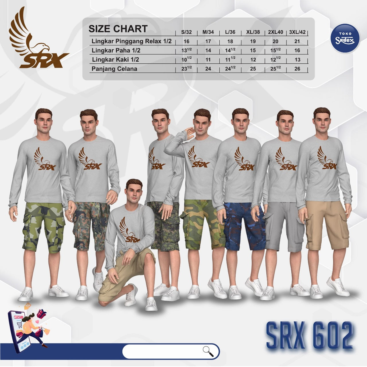SRX.602 Men's Ribstop Cargo Short Pants - Papua Nugini