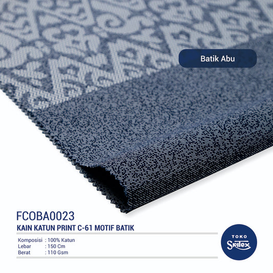 Toko Sritex Kain Katun Print Batik 0023 Premium Ekspor, C61. Harga per 45cm, Lebar 114cm