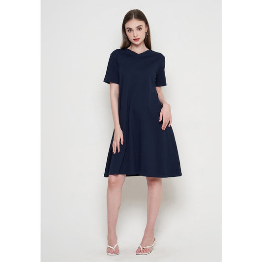 IRO BASIC V-Neck Midi Dress - Navy