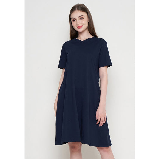 IRO BASIC V-Neck Midi Dress - Navy