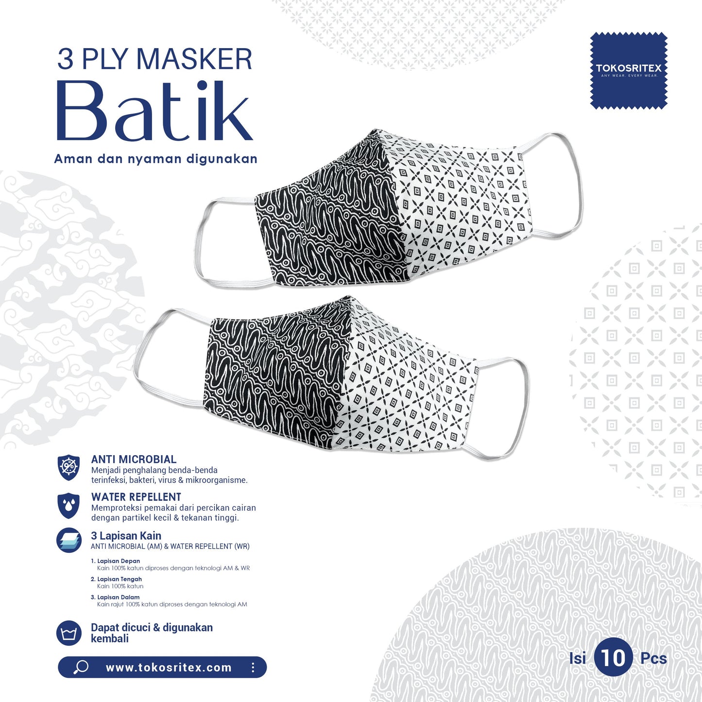 Batik Mask Black (3 Ply)