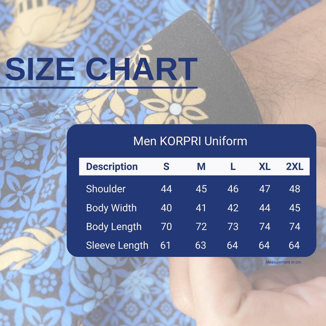 Men's KORPRI Uniform Size Chart