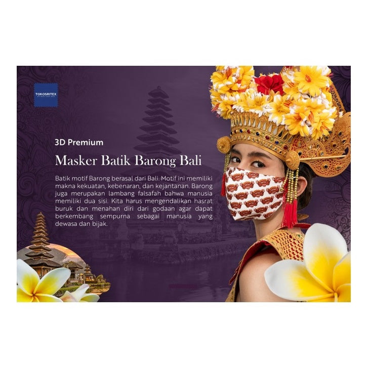 Toko Sritex Masker 3D Premium Batik Barong Bali - 1 Pc