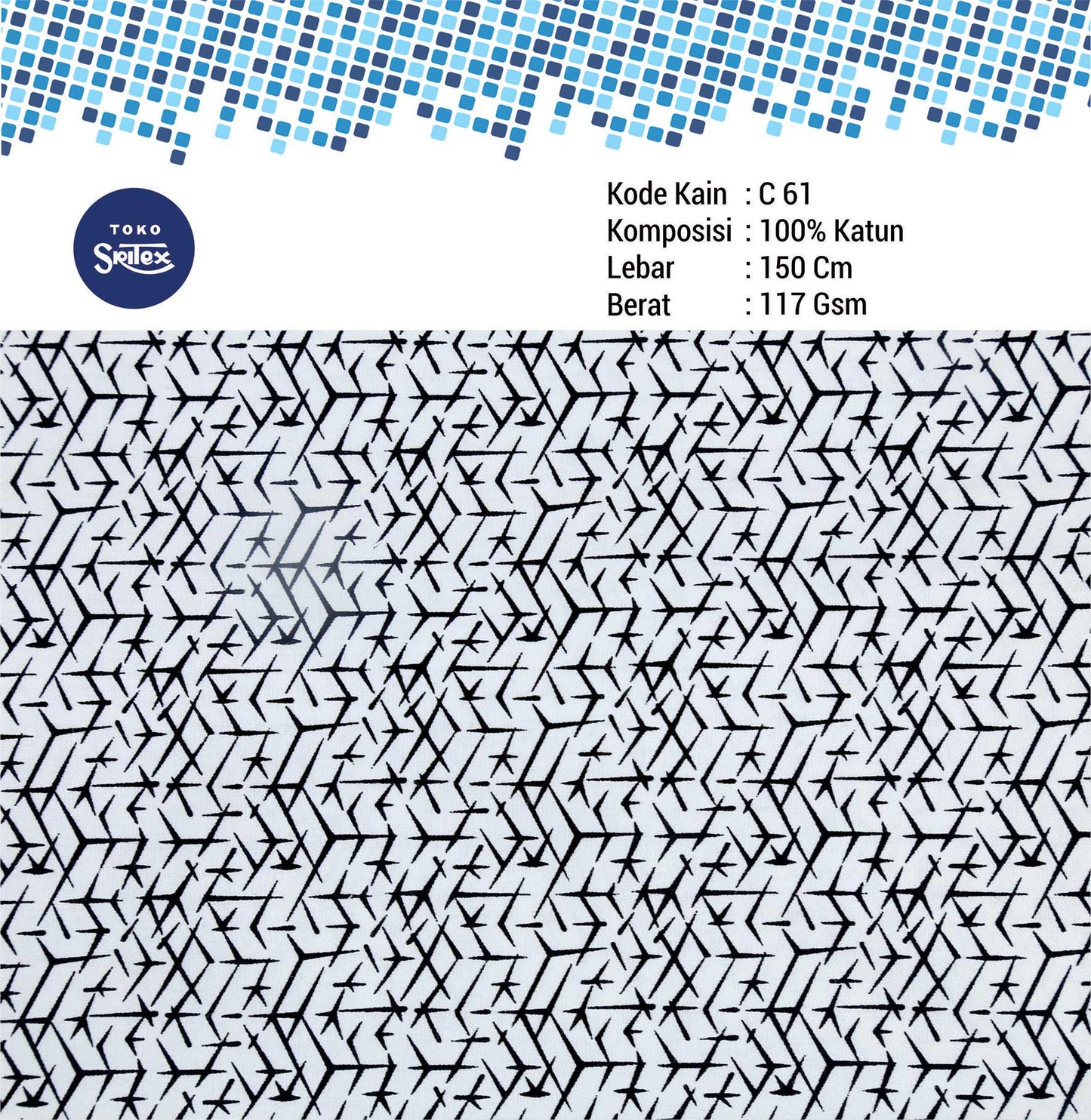 Toko Sritex Kain Katun Print Abstrak Mozaik Premium Ekspor C61