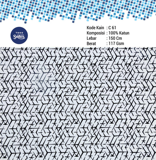 Toko Sritex Kain Katun Print Abstrak Mozaik Premium Ekspor C61