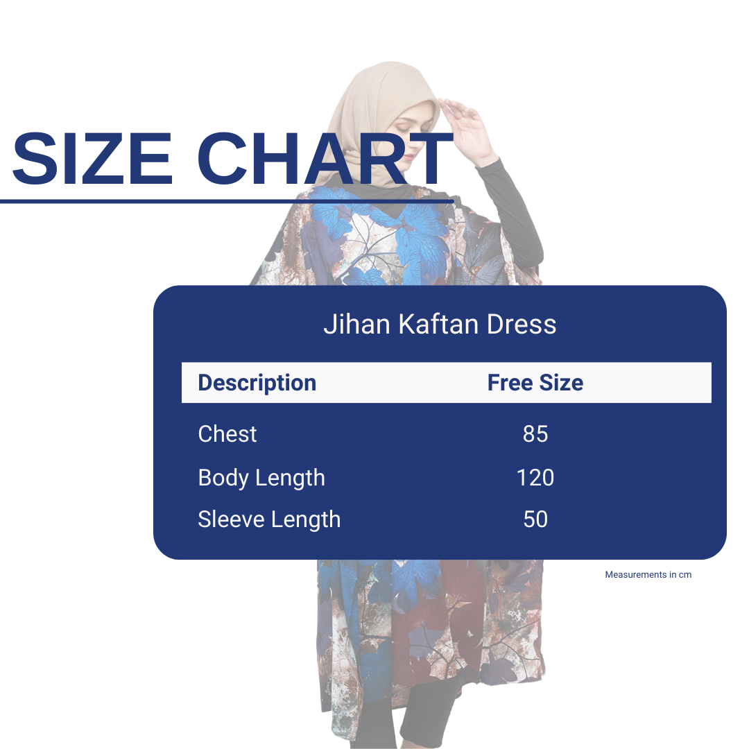 Cloud Nine Jihan Kaftan Dress Autumn Blue Size Chart