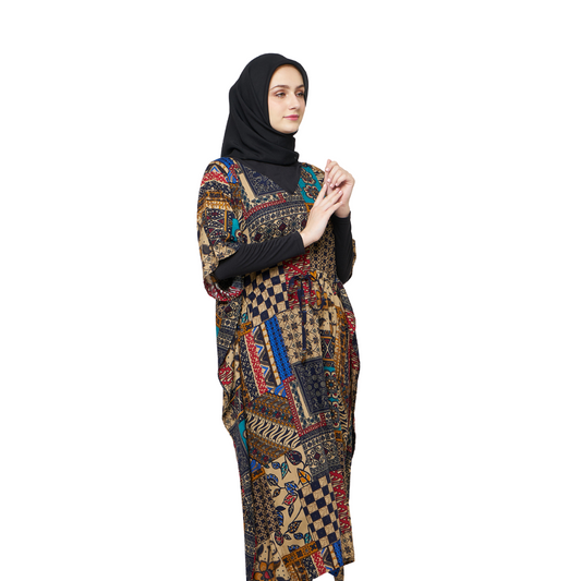 Cloud Nine Jihan Kaftan Dress Batik Brown Alt