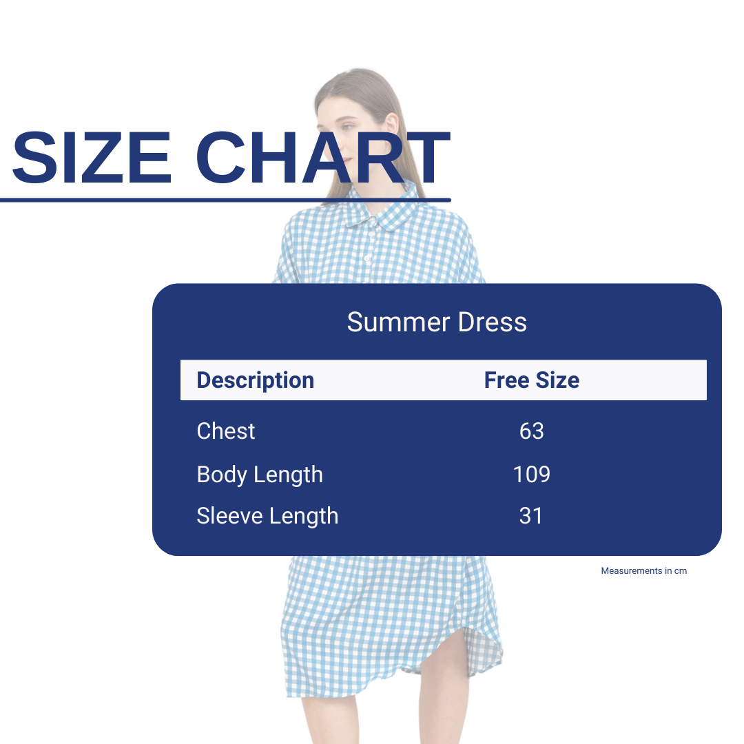 Cloud Nine Summer Dress Blue Square Size Chart