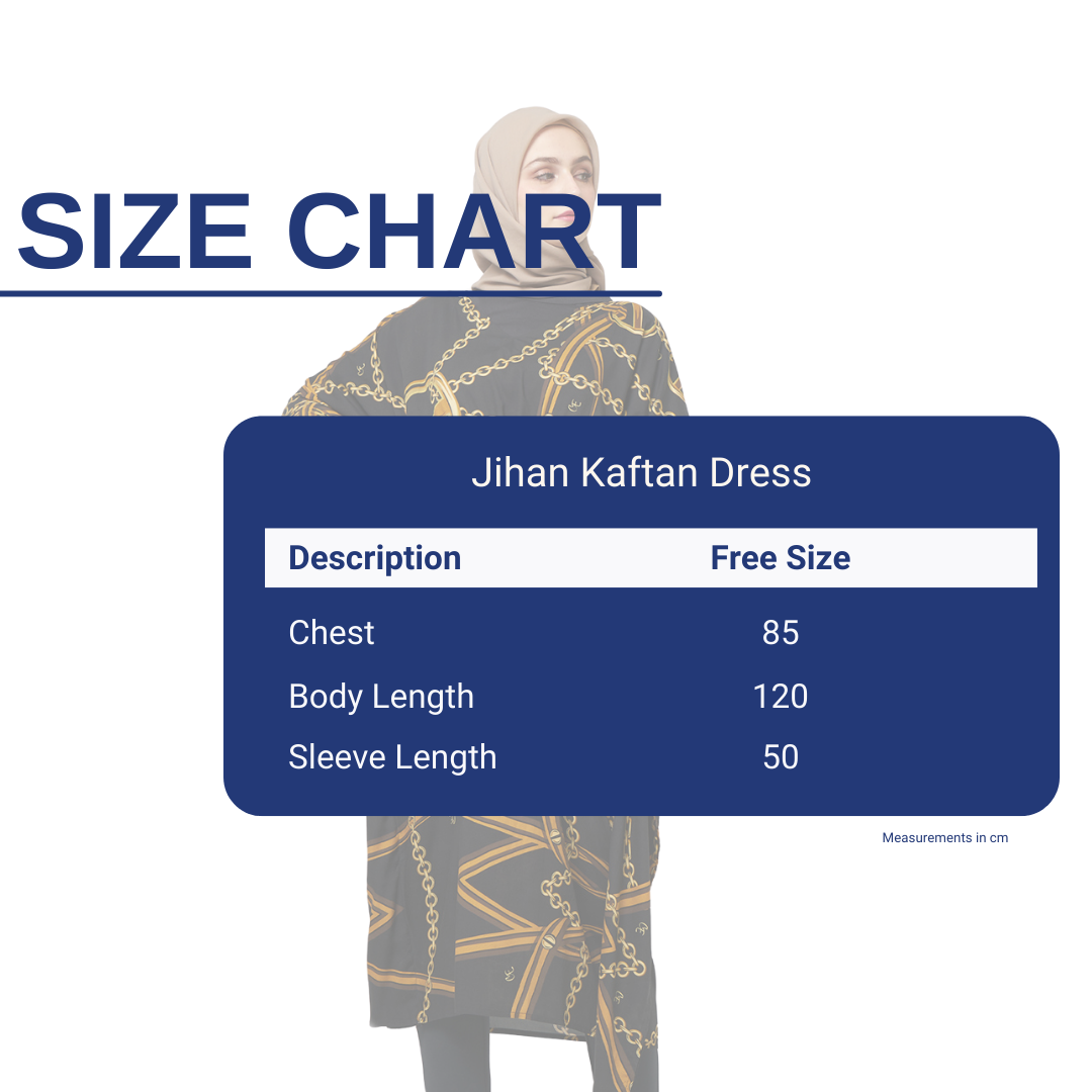 Cloud Nine Jihan Kaftan Dress Gold Chains Size Chart