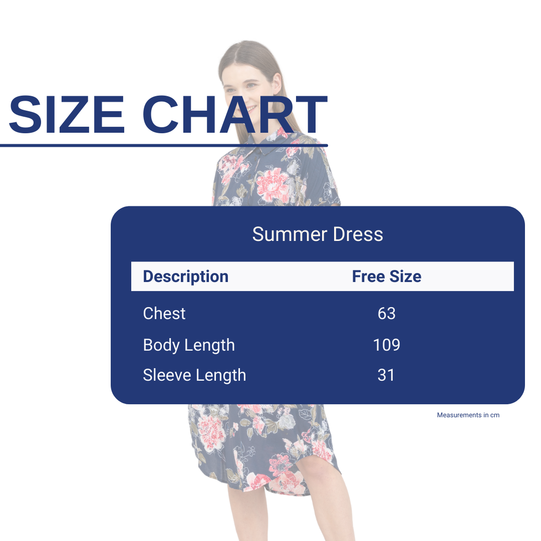 Cloud Nine Summer Dress Flower Shade Size Chart