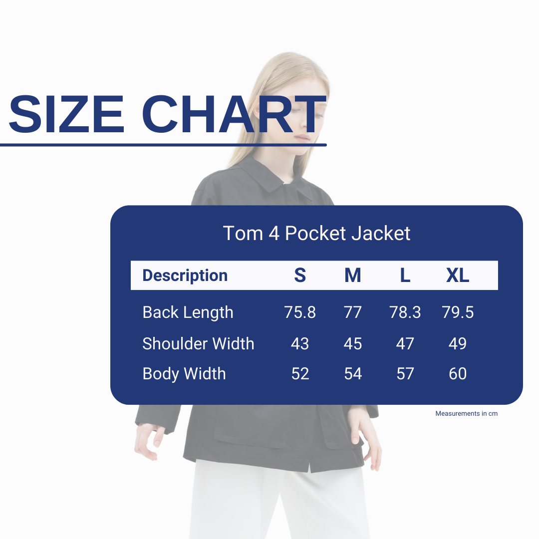 Tom Jacket Black Size Chart