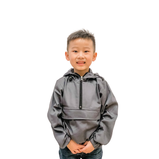 Kids Portable Anorak Jacket Grey Front