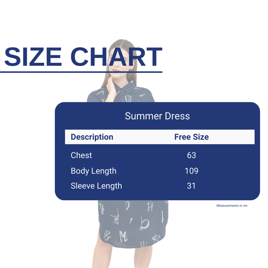 Cloud Nine Summer Dress Mineral Line Size Chart