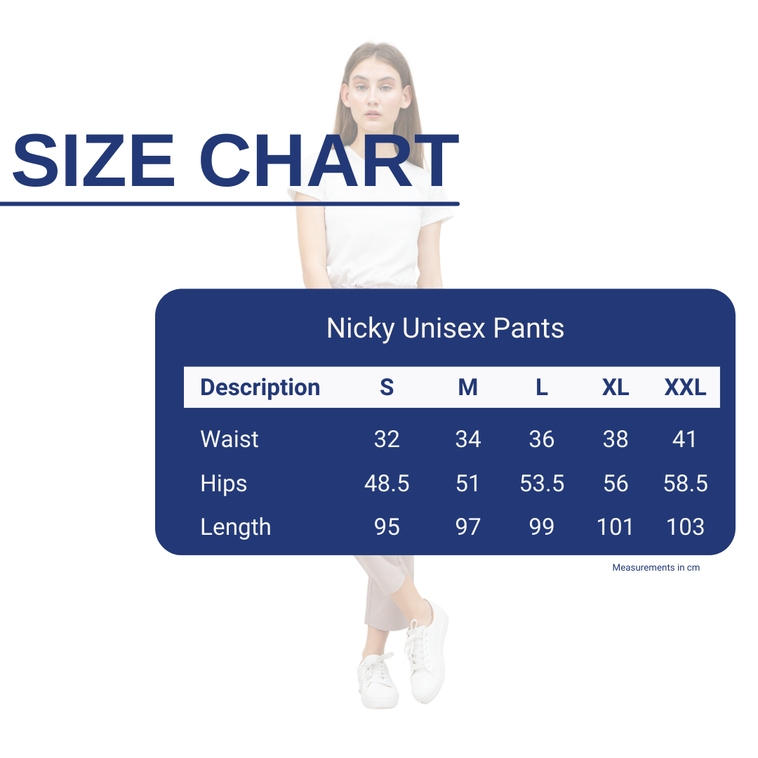 Nicky Unisex Pants Beige Size Chart