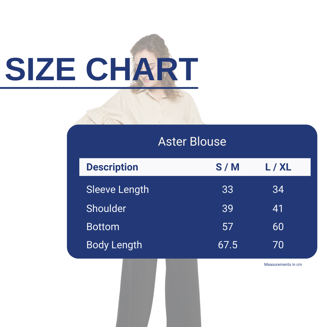 RICCI Aster Blouse Beige Size Chart