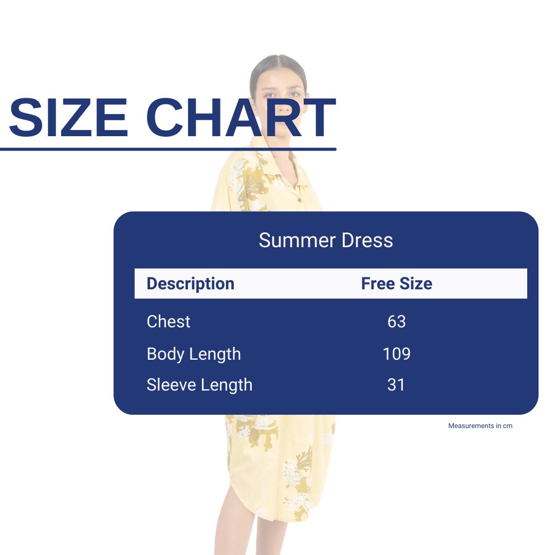 Cloud Nine Summer Dress Coral Sand Size Chart