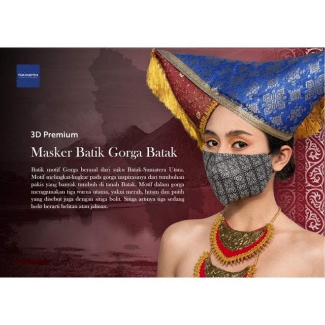 Toko Sritex Masker 3D Premium Batik Gorga Batak - 1 pc